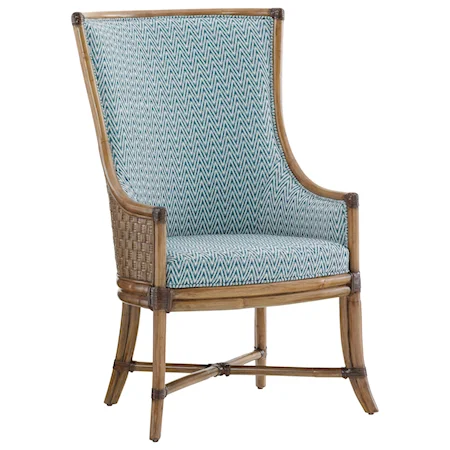 Balfour Woven Rattan Host Chair in Customizable Fabric
